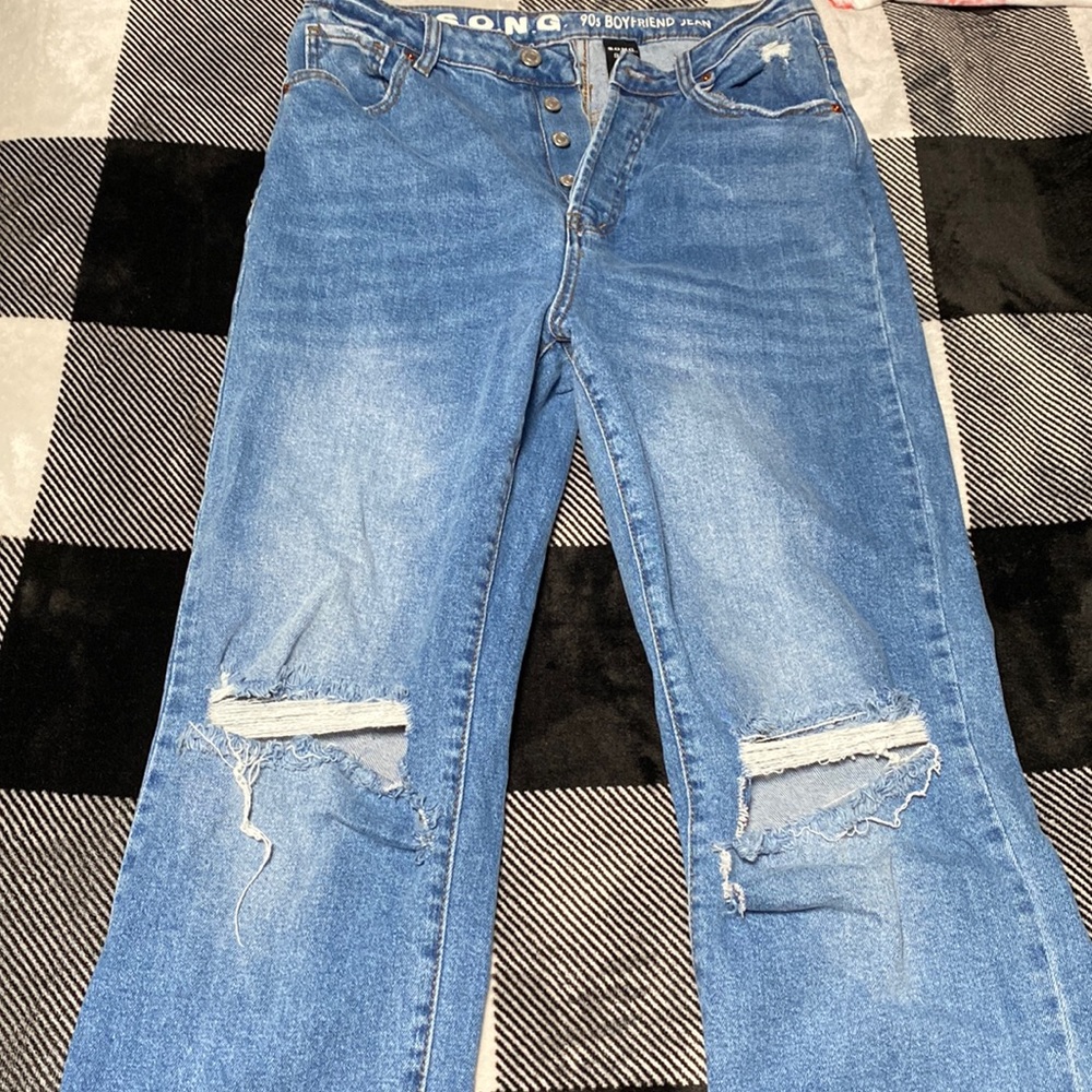 Brand song boot legged rip jeans